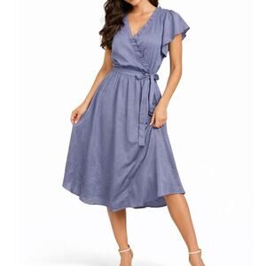 Current Air Lavender Wrap Midi Dress M